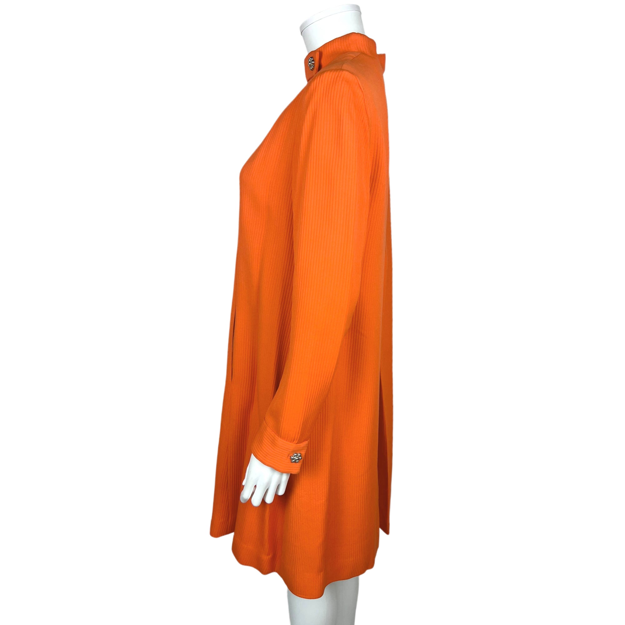 1960s Orange Dress Michel Pelta for Renee Farell Paris 1967