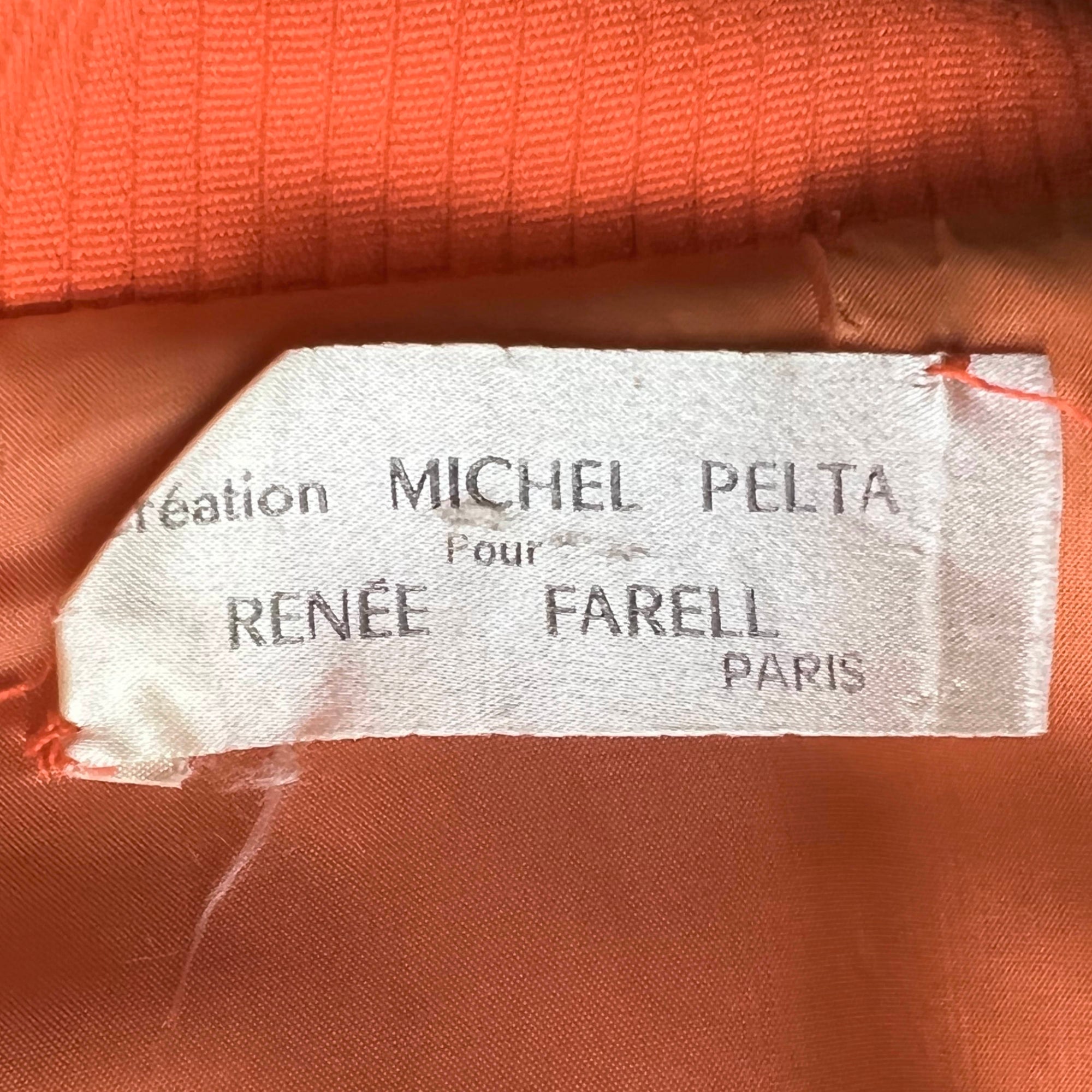 1960s Orange Dress Michel Pelta for Renee Farell Paris 1967