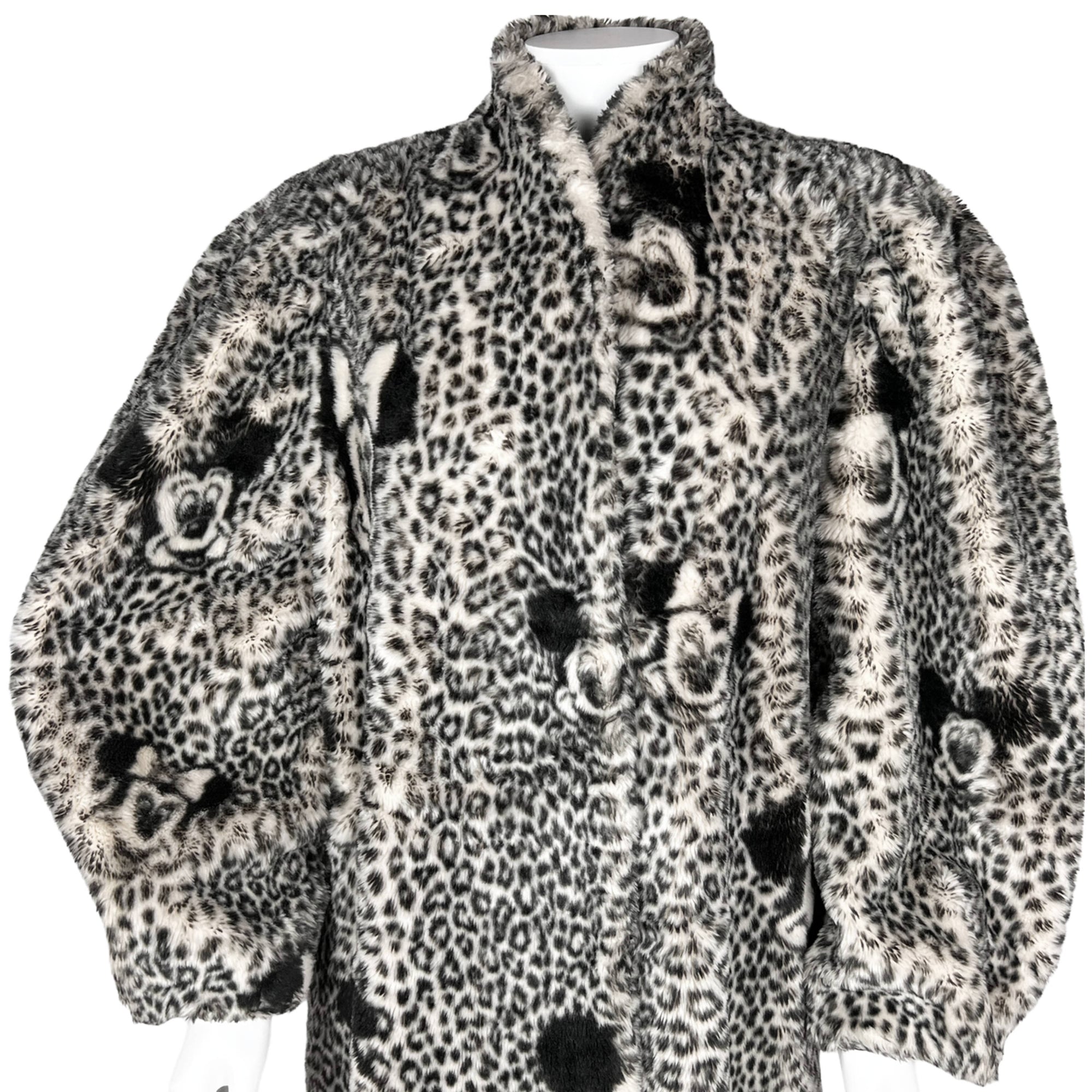 Vintage 1990s Mickey Mouse Faux Fur Coat Euro Disney Paris