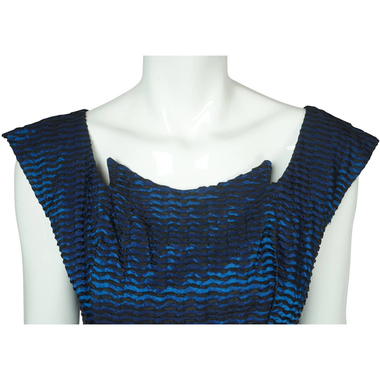 Vintage 1950s Cocktail Party Dress Blue and Black Taffeta New York Fashion Size M - Poppy's Vintage Clothing