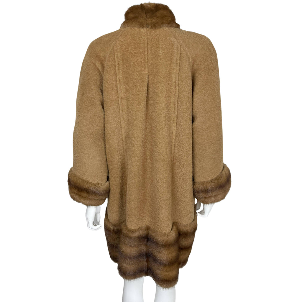 Vintage Ladies Wool Coat with Mink Trim Custom Made Size M L