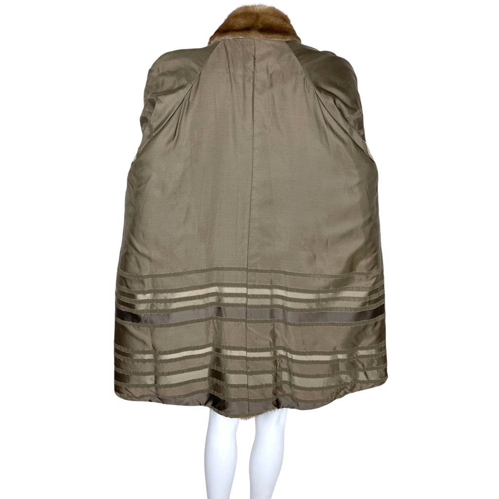 Vintage Ladies Wool Coat with Mink Trim Custom Made Size M L