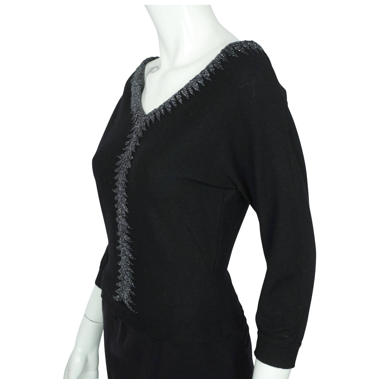 Vintage 50s Beaded Sweater Pullover Mirsa Italy Ladies M - Poppy's Vintage Clothing