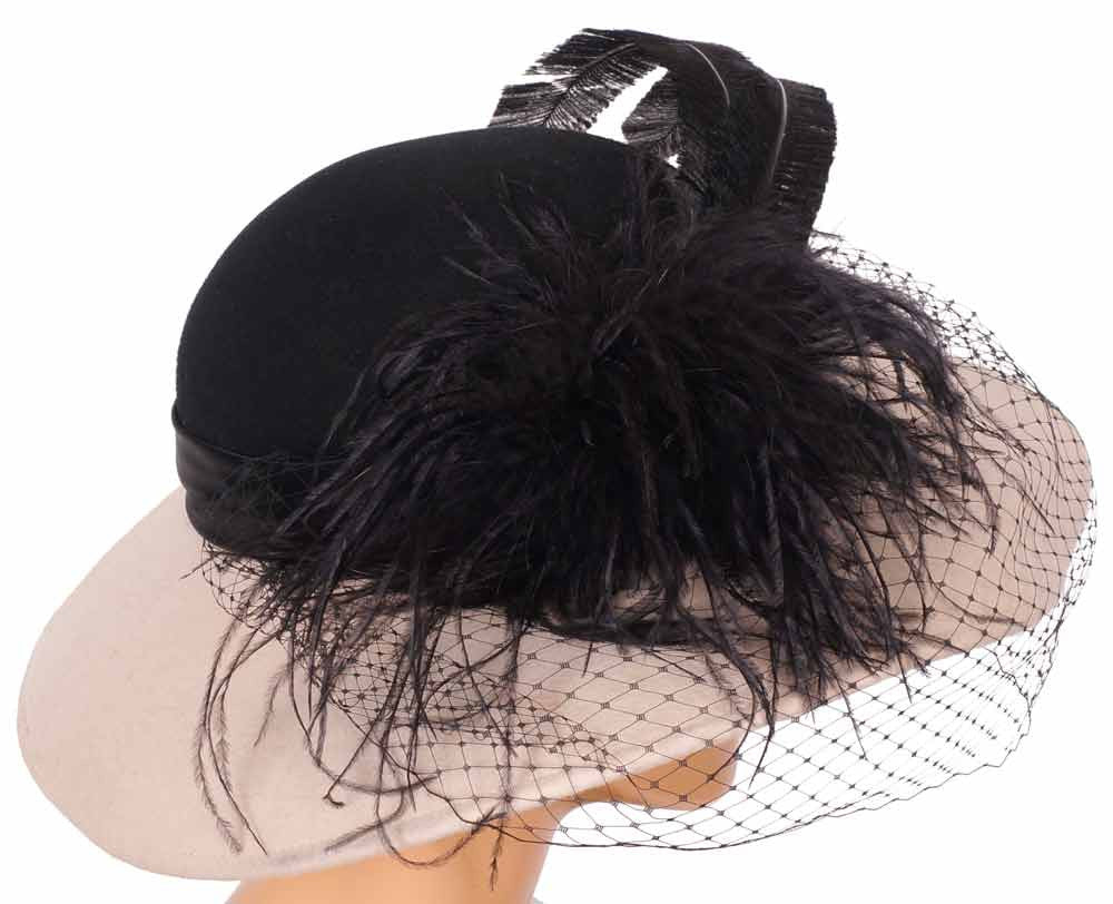 1970s Vintage Beige and Black Hat by Miss Bierner - Poppy's Vintage Clothing