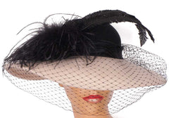 1970s Vintage Beige and Black Hat by Miss Bierner - Poppy's Vintage Clothing