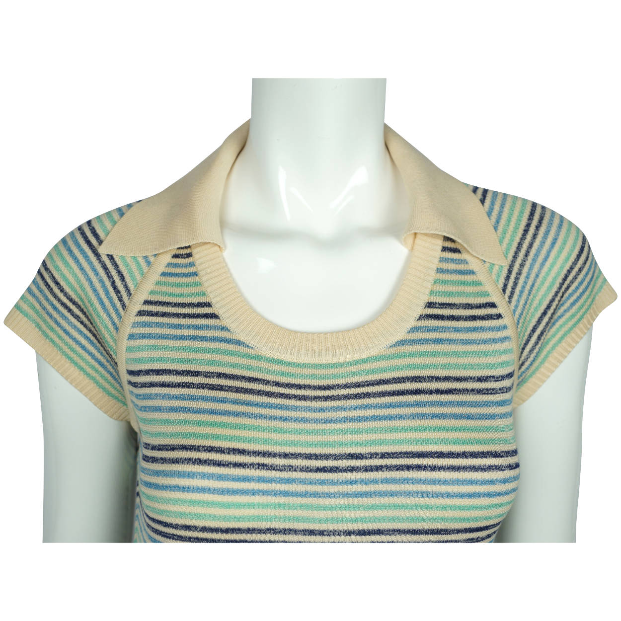 Vintage 1970s Miss Dior Top Striped Knit Pullover Made in France Unused Size M - Poppy's Vintage Clothing