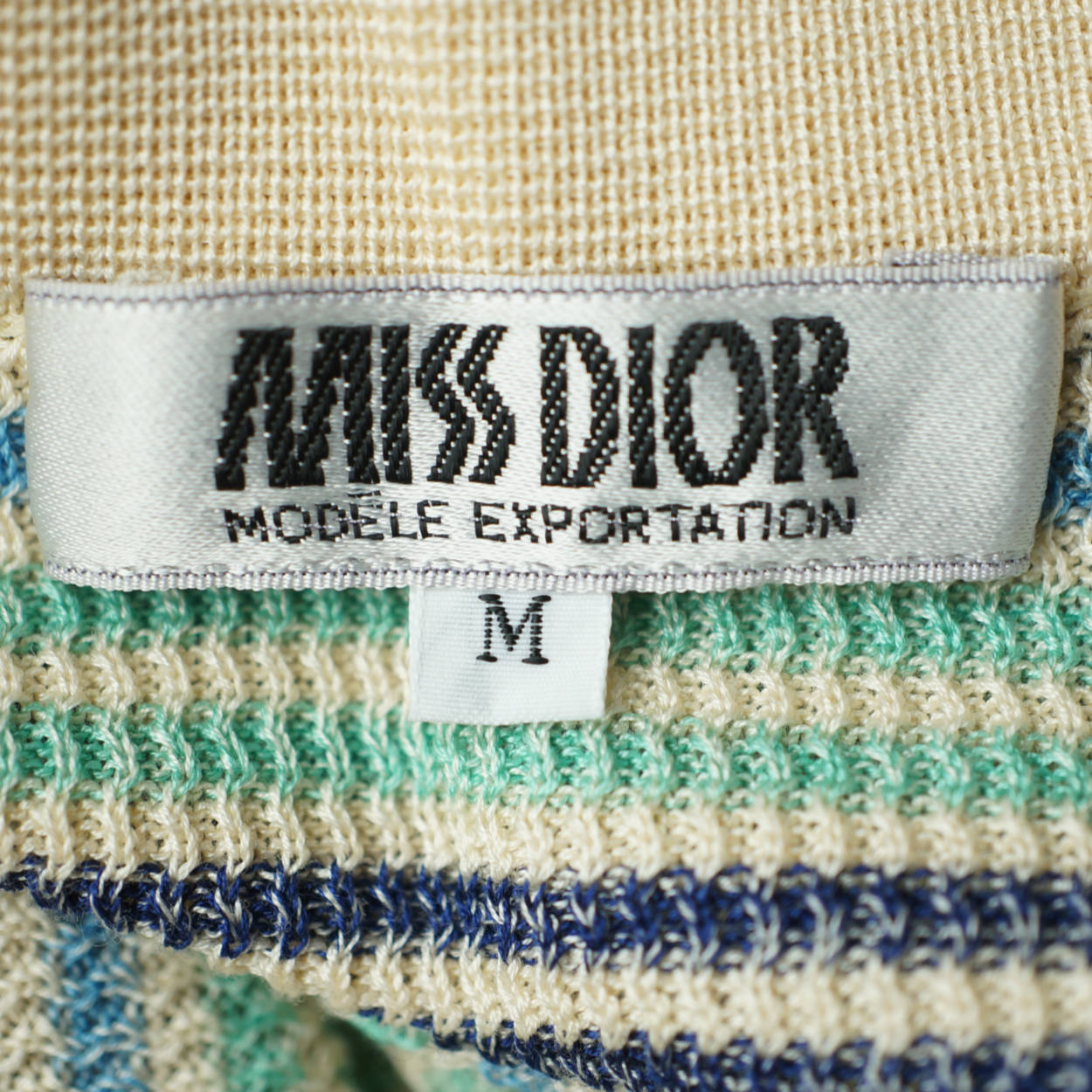 Vintage 1970s Miss Dior Top Striped Knit Pullover Made in France Unused Size M - Poppy's Vintage Clothing