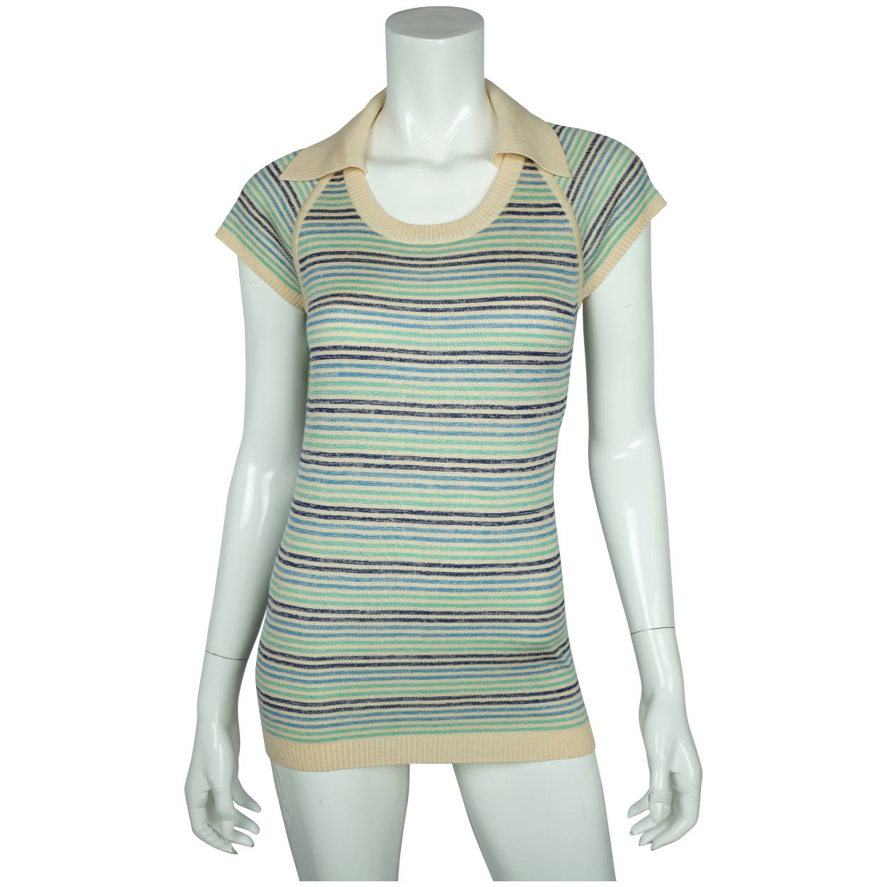 Vintage 1970s Miss Dior Top Striped Knit Pullover Made in France Unused Size M - Poppy's Vintage Clothing