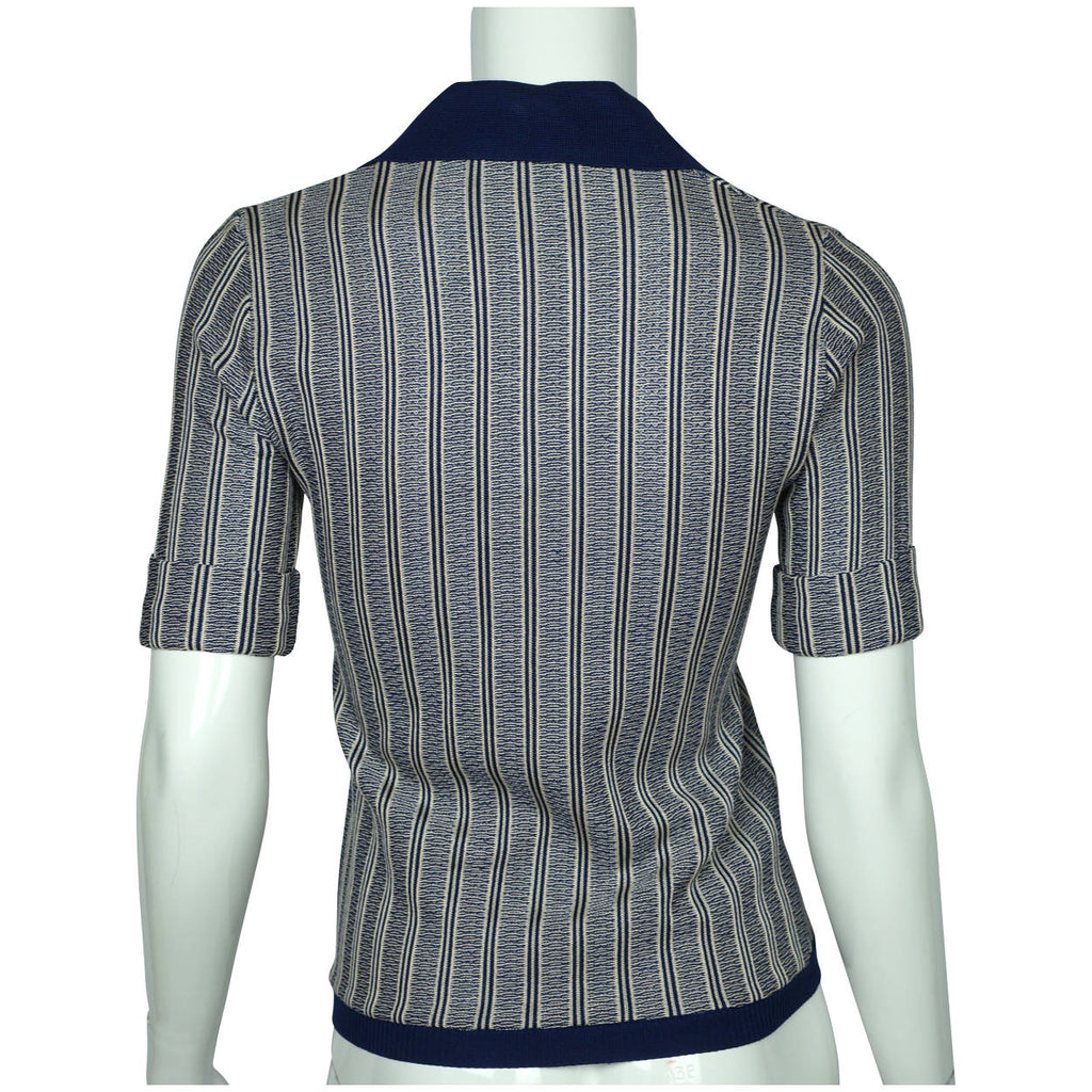 Vintage 1970s Miss Dior Blue Top Striped Knit Pullover Made in France NWOT Sz M - Poppy's Vintage Clothing