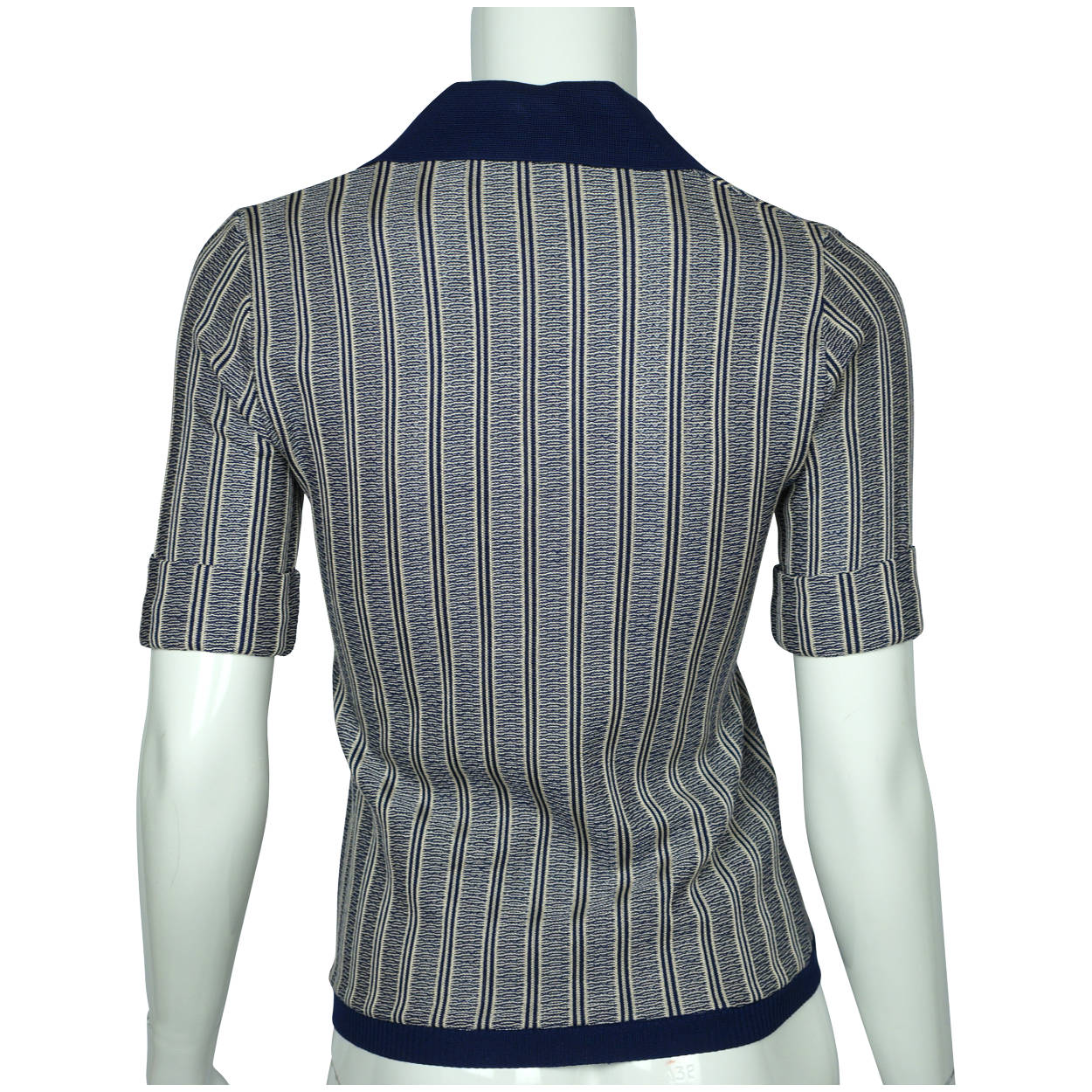 Vintage 1970s Miss Dior Blue Top Striped Knit Pullover Made in France NWOT Sz M - Poppy's Vintage Clothing