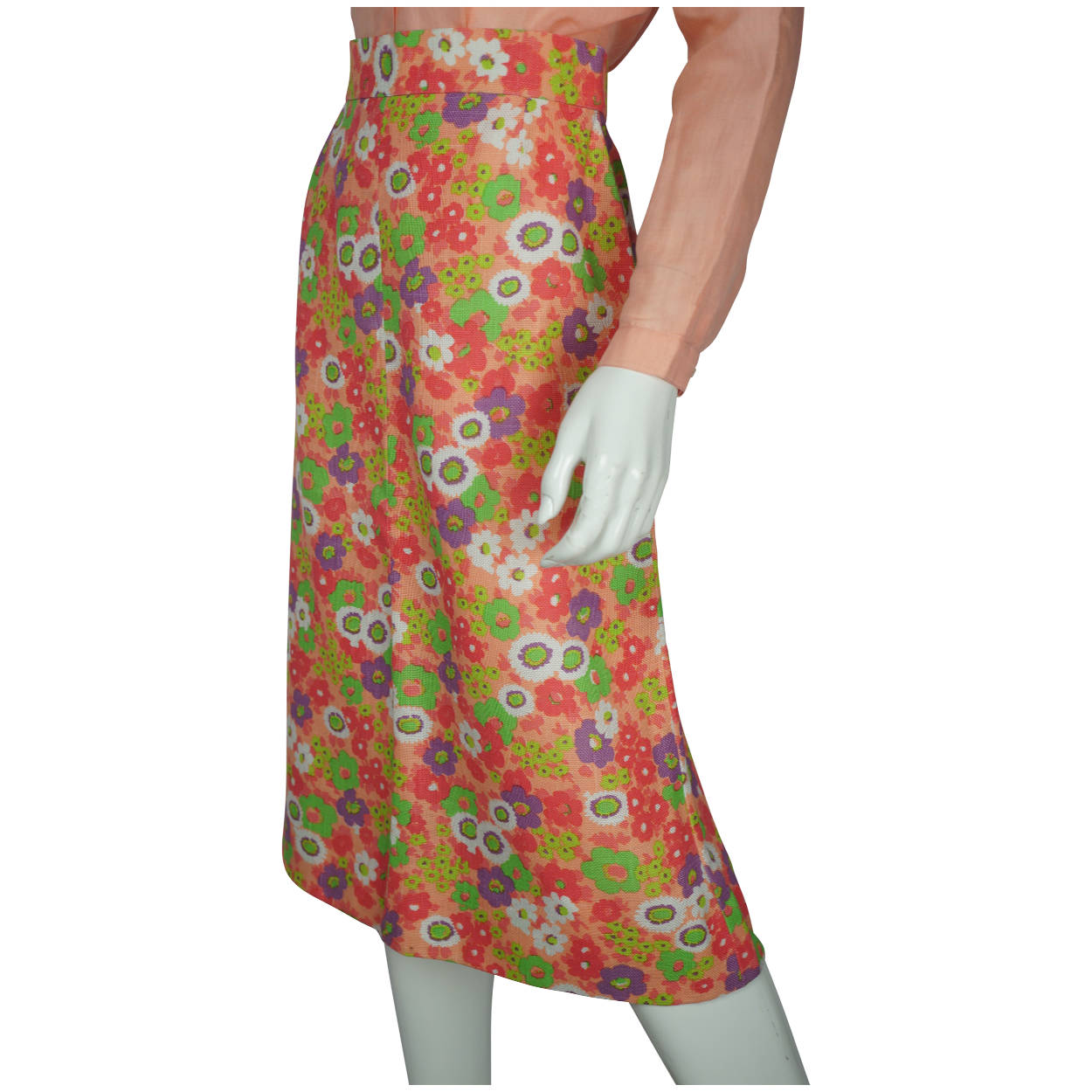 Vintage Miss Dior Floral Skirt 1970s Unused Old Stock NOS Cotton Linen Size M - Poppy's Vintage Clothing