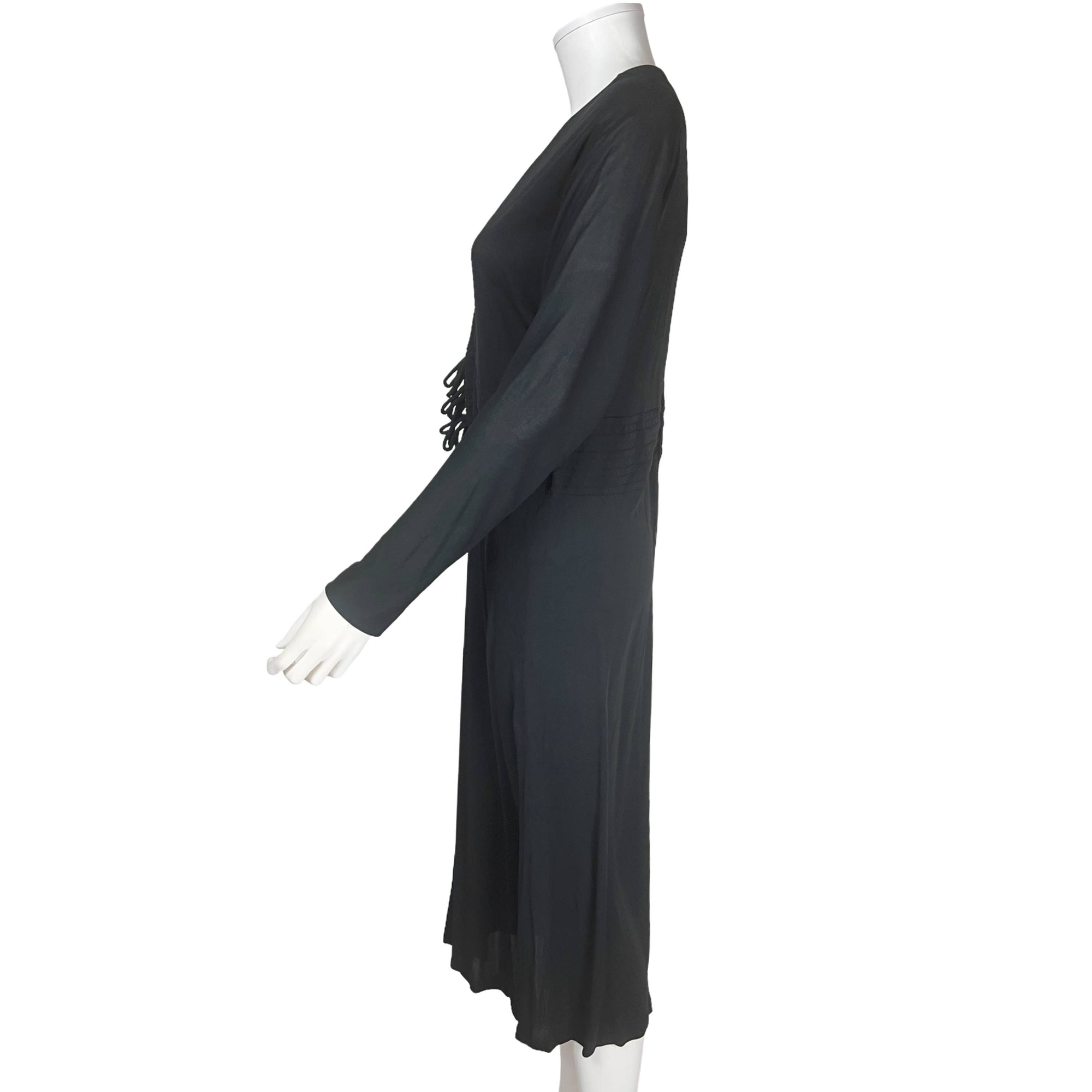 Vintage 1970s Miss Dior Dress Black Rayon Made in France L