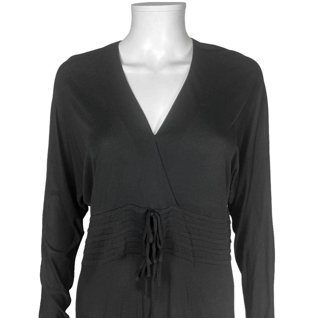 Vintage 1970s Miss Dior Dress Black Rayon Made in France L
