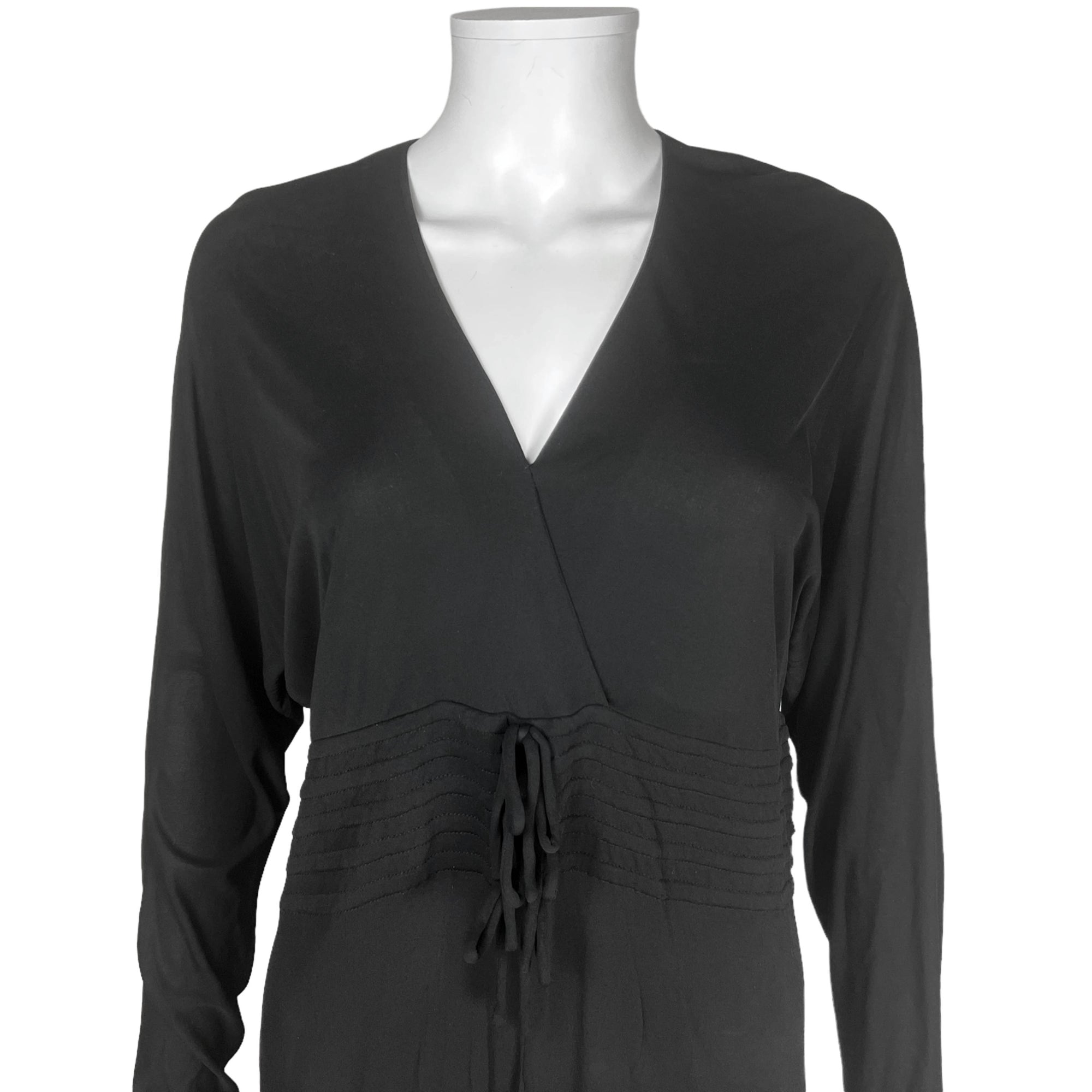 Vintage 1970s Miss Dior Dress Black Rayon Made in France L