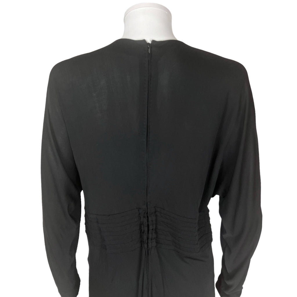 Vintage 1970s Miss Dior Dress Black Rayon Made in France L