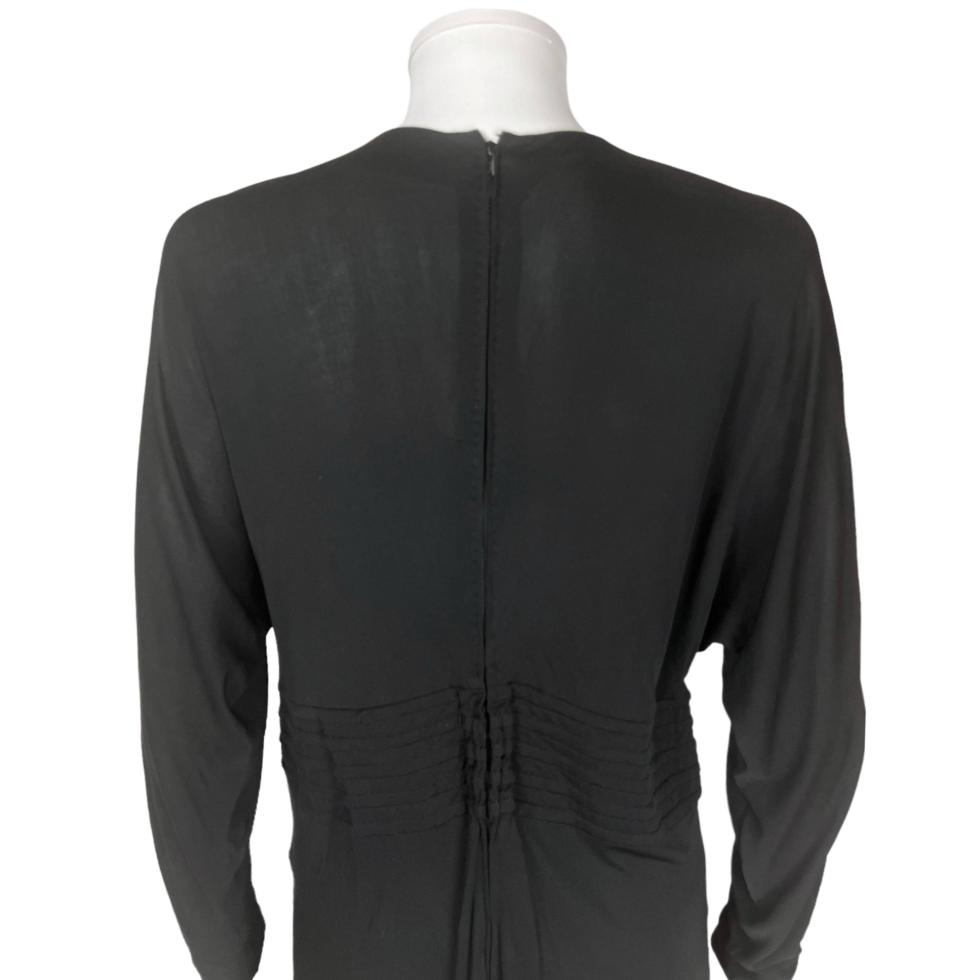 Vintage 1970s Miss Dior Dress Black Rayon Made in France L