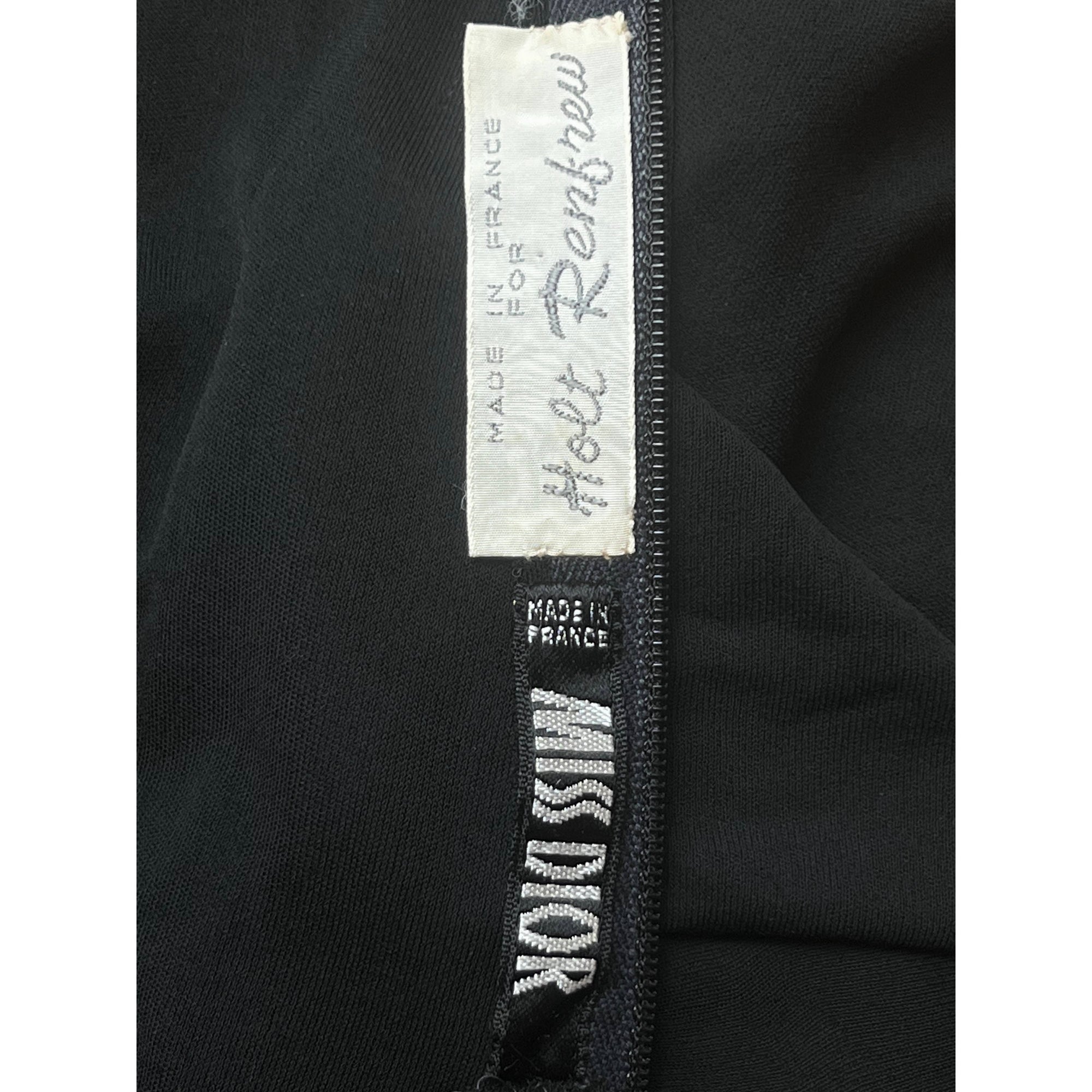 Vintage 1970s Miss Dior Dress Black Rayon Made in France L
