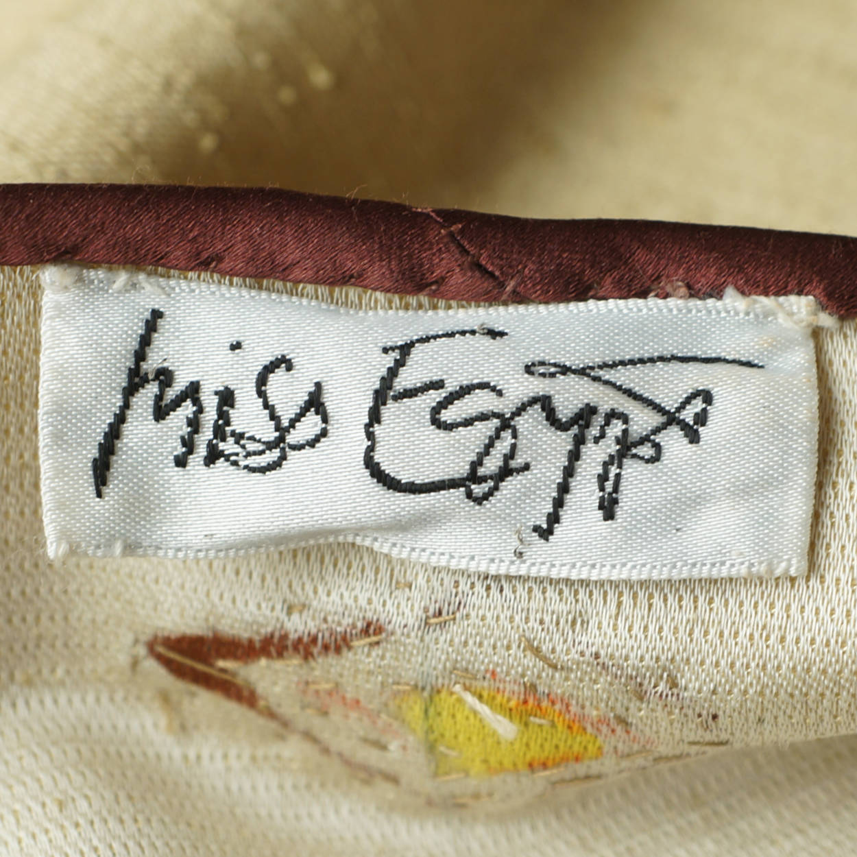 Vintage 80s Caftan Dress Miss Egypt Beaded Silk Signed Size M - Poppy's Vintage Clothing