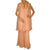 Vintage 1960s Miss Elliette Hostess Dress Palazzo Pant Suit Peach Chiffon Size L - Poppy's Vintage Clothing