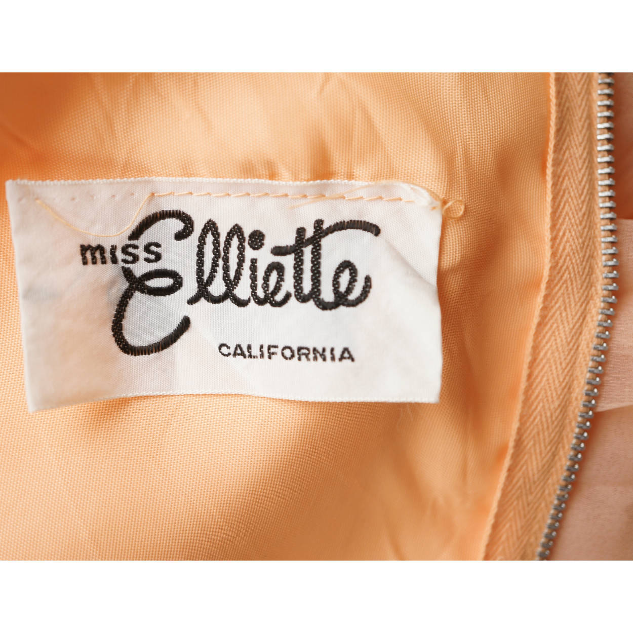 Vintage 1960s Miss Elliette Hostess Dress Palazzo Pant Suit Peach Chiffon Size L - Poppy's Vintage Clothing