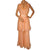 Vintage 1960s Miss Elliette Hostess Dress Palazzo Pant Suit Peach Chiffon Size L - Poppy's Vintage Clothing