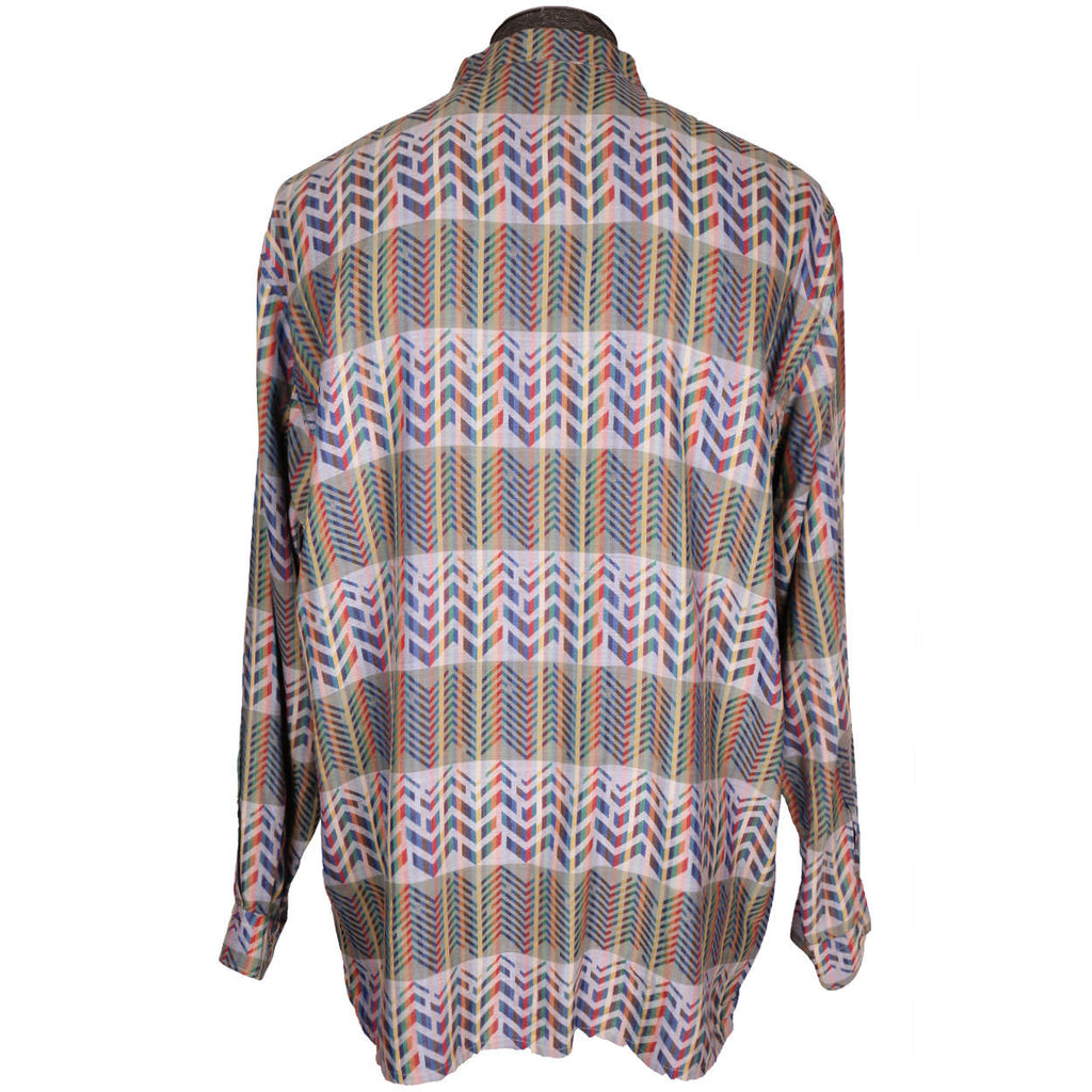 Vintage 1970s Missoni for Bergdorf Goodman Shirt Woven Zigzag Pattern Mens XL - Poppy's Vintage Clothing