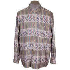 Vintage 1970s Missoni for Bergdorf Goodman Shirt Woven Zigzag Pattern Mens XL - Poppy's Vintage Clothing