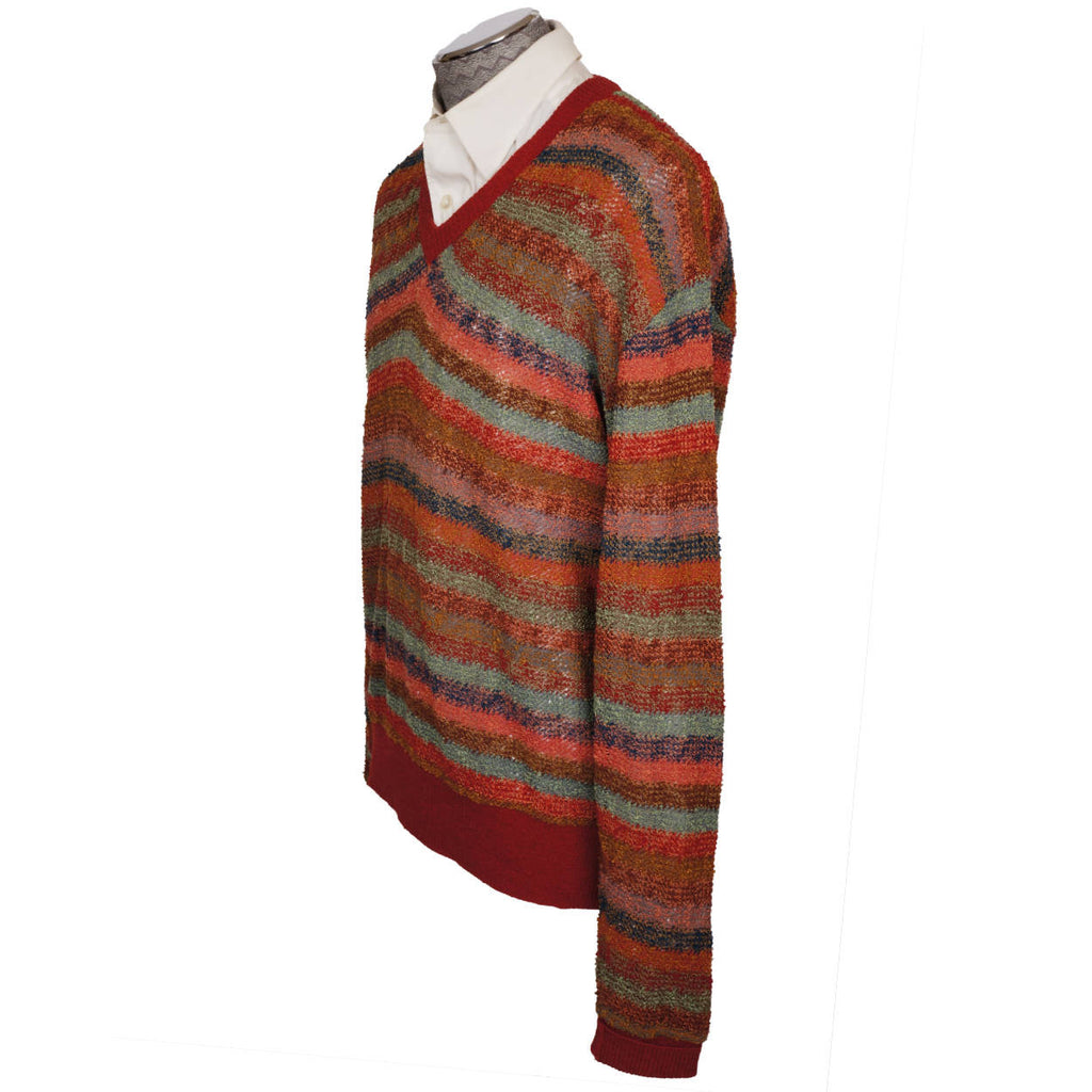 Vintage Missoni Mens Knit Pullover Sweater Multicolour Stripe Size L Tall - Poppy's Vintage Clothing