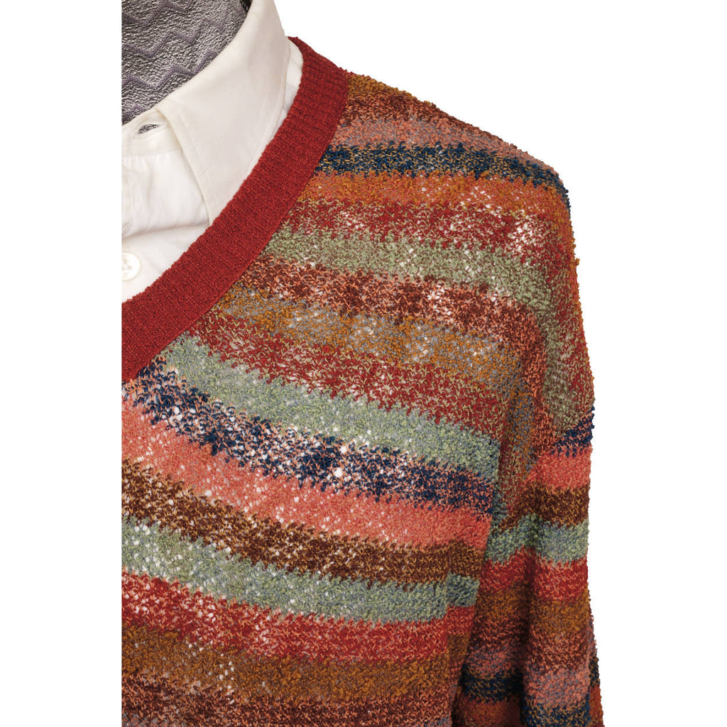 Vintage Missoni Mens Knit Pullover Sweater Multicolour Stripe Size L Tall - Poppy's Vintage Clothing