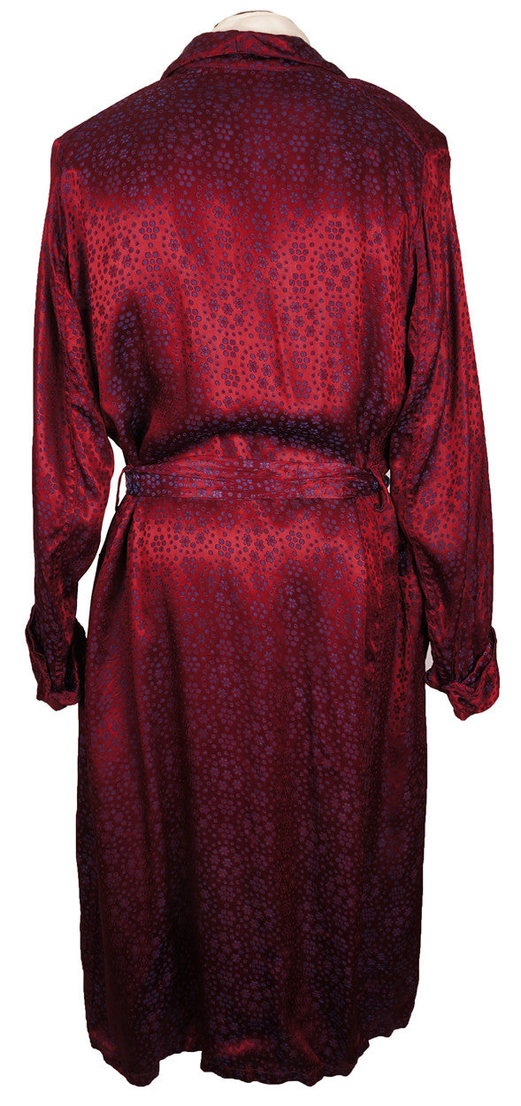 Vintage 50s Mens Dressing Gown Crimson Red Satin by Mister Ease - L - Poppy's Vintage Clothing