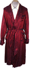 Vintage 50s Mens Dressing Gown Crimson Red Satin by Mister Ease - L - Poppy's Vintage Clothing