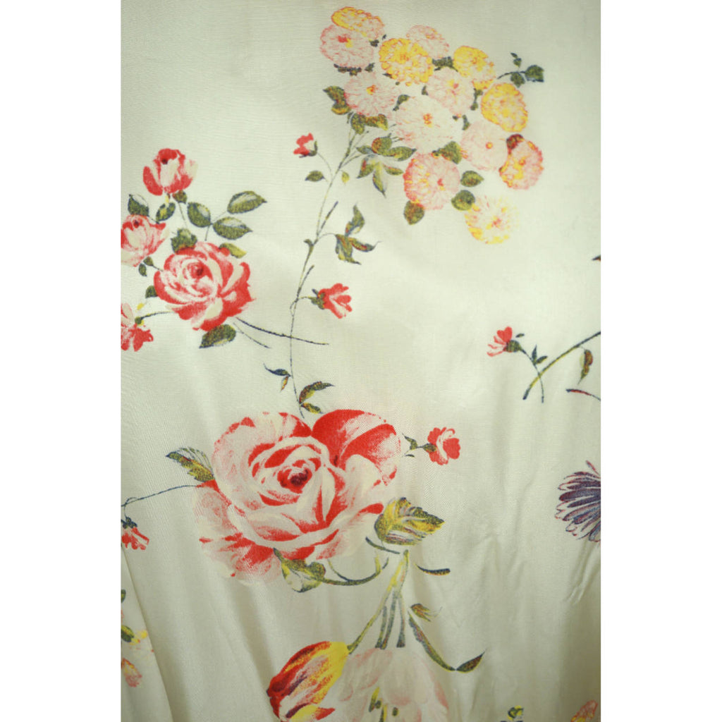 Vintage 1940s Dressing Gown Floral Chintz Taffeta Lounging Robe Mme Sarette Sz M - Poppy's Vintage Clothing