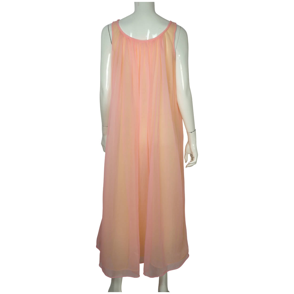 Vintage 60s Peignoir Set Pink Yellow Nylon Nightgown Nightie - Poppy's Vintage Clothing