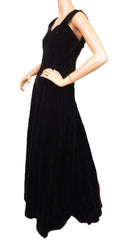 Vintage Molyneux Black Velvet Evening Gown 1930s Designer Dress - Poppy's Vintage Clothing