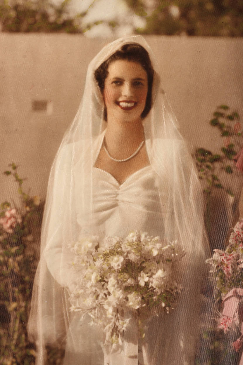 Vintage 1940s Australian Monte Luke Wedding Photo Hand Coloured Photograph Bride - Poppy's Vintage Clothing