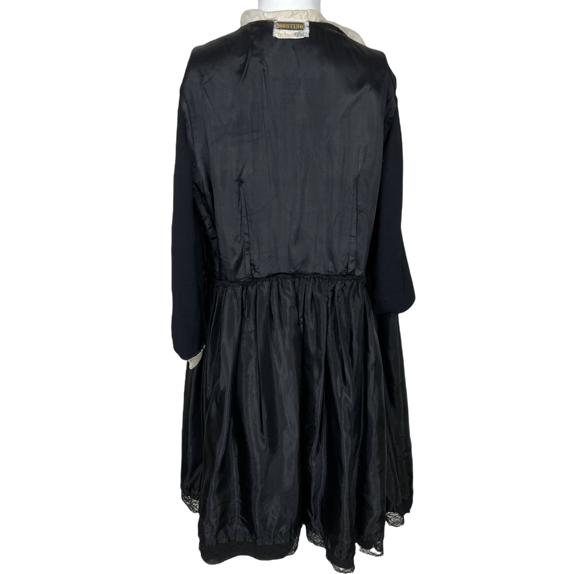 Vintage 1960s Mod Dress Black Crepe Wraparound Montex Sz M