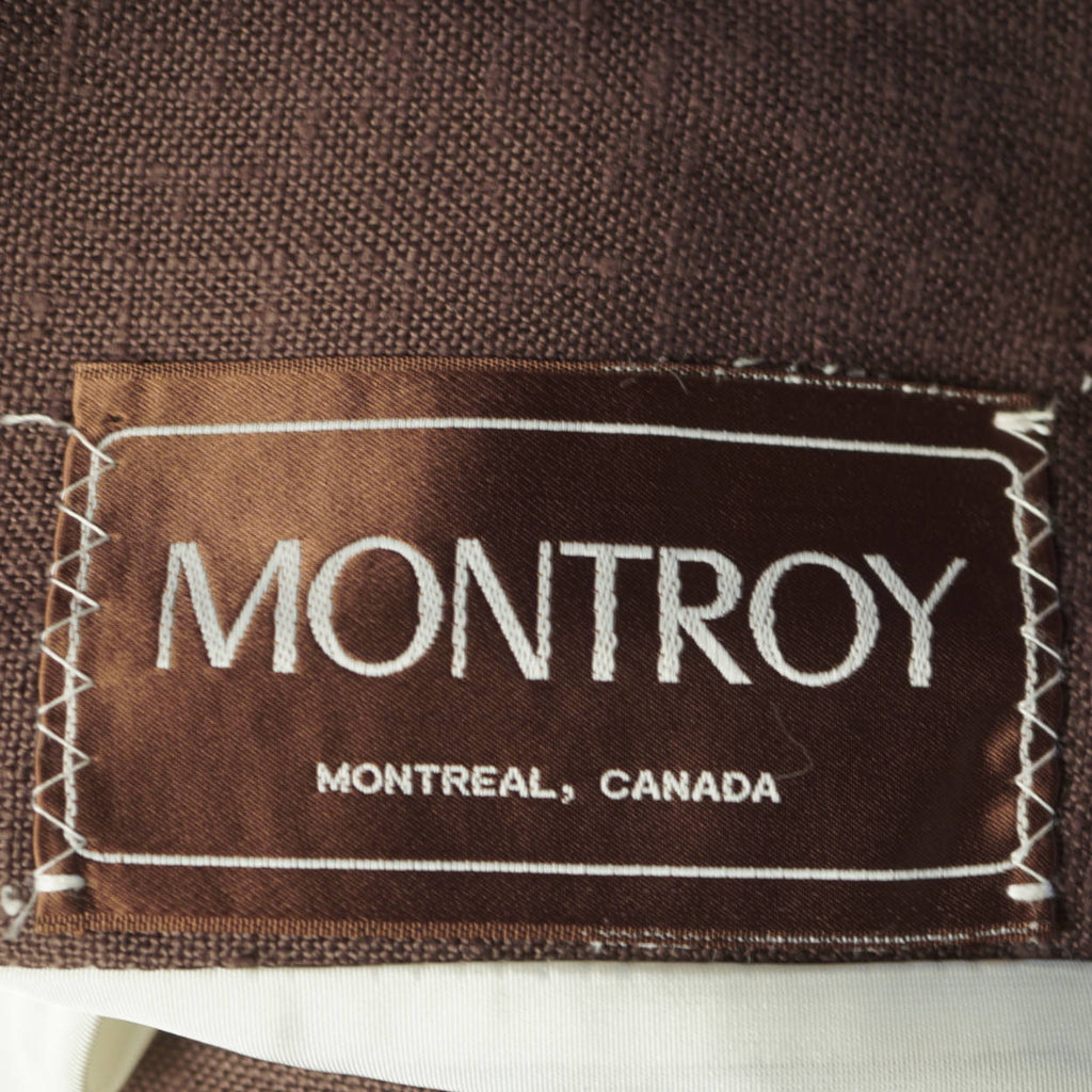 Vintage 1960s Mod Dress & Coat Ensemble Set Brown Linen by Montroy Size M - Poppy's Vintage Clothing