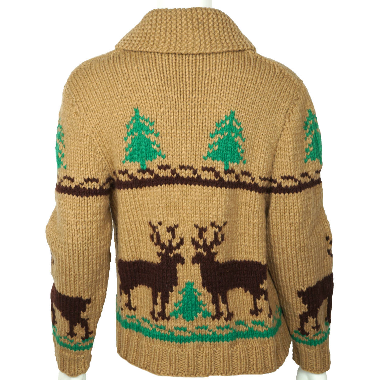 Vintage 1950s Wool Cowichan Ski Sweater Reindeer Mary Maxim