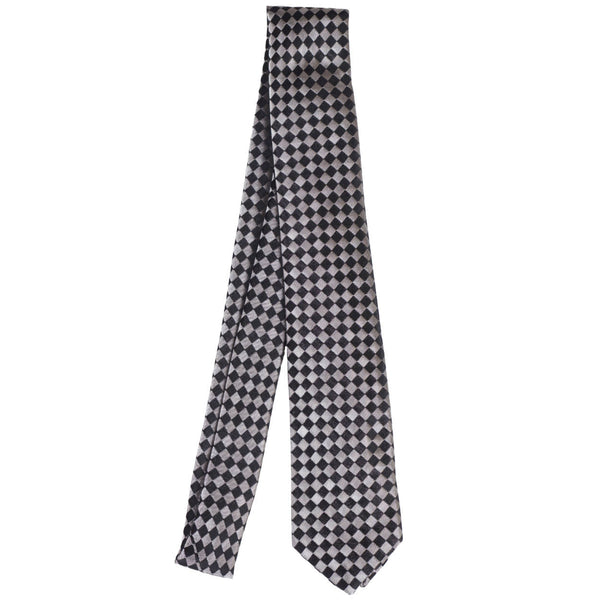 Vintage Skinny Tie 1950s 60s Italian Silk Necktie Silver Black Unused NOS - Poppy's Vintage Clothing