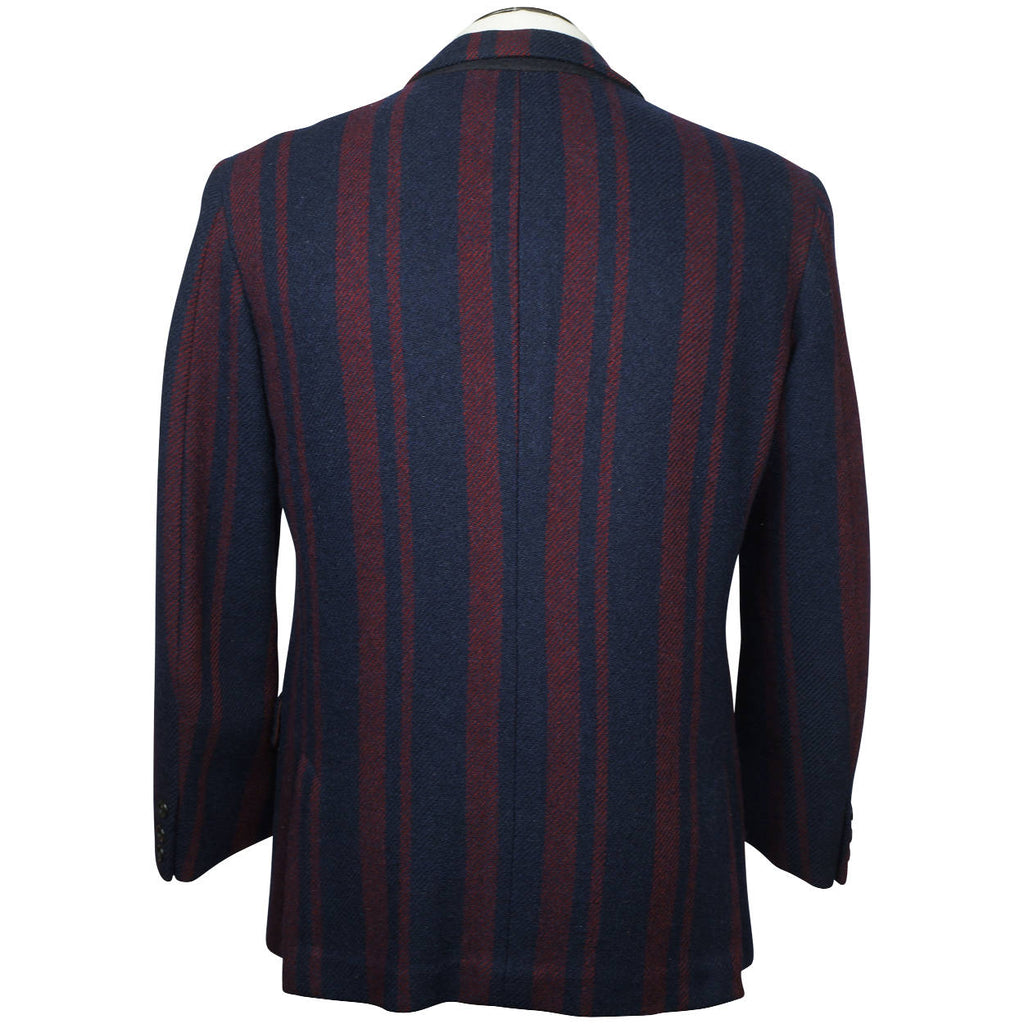 60s Vintage Mens Wool Jacket Striped Blazer Size M - Poppy's Vintage Clothing