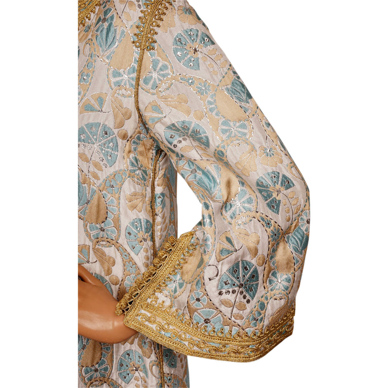 Vintage Moroccan Couture Caftan Dress by Designer Naima Bennis 60s Brocade Size M - Poppy's Vintage Clothing