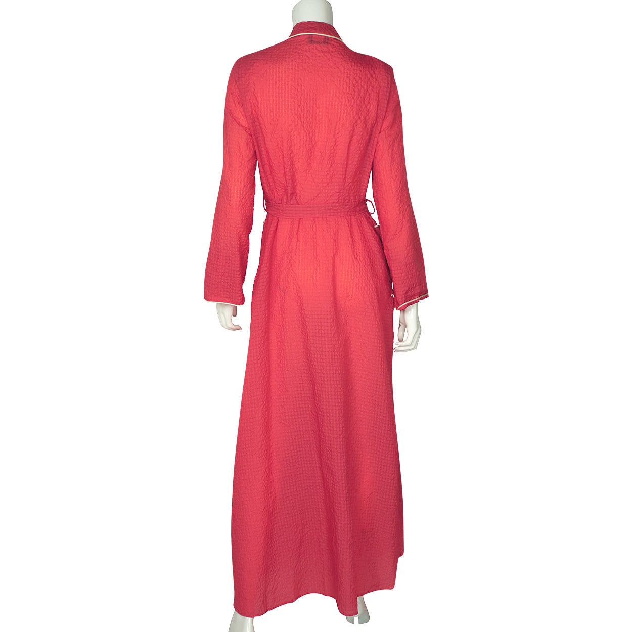 Vintage 1950s Morsam Dressing Gown Pink Lightweight Seersucker Ladies Size L - Poppy's Vintage Clothing
