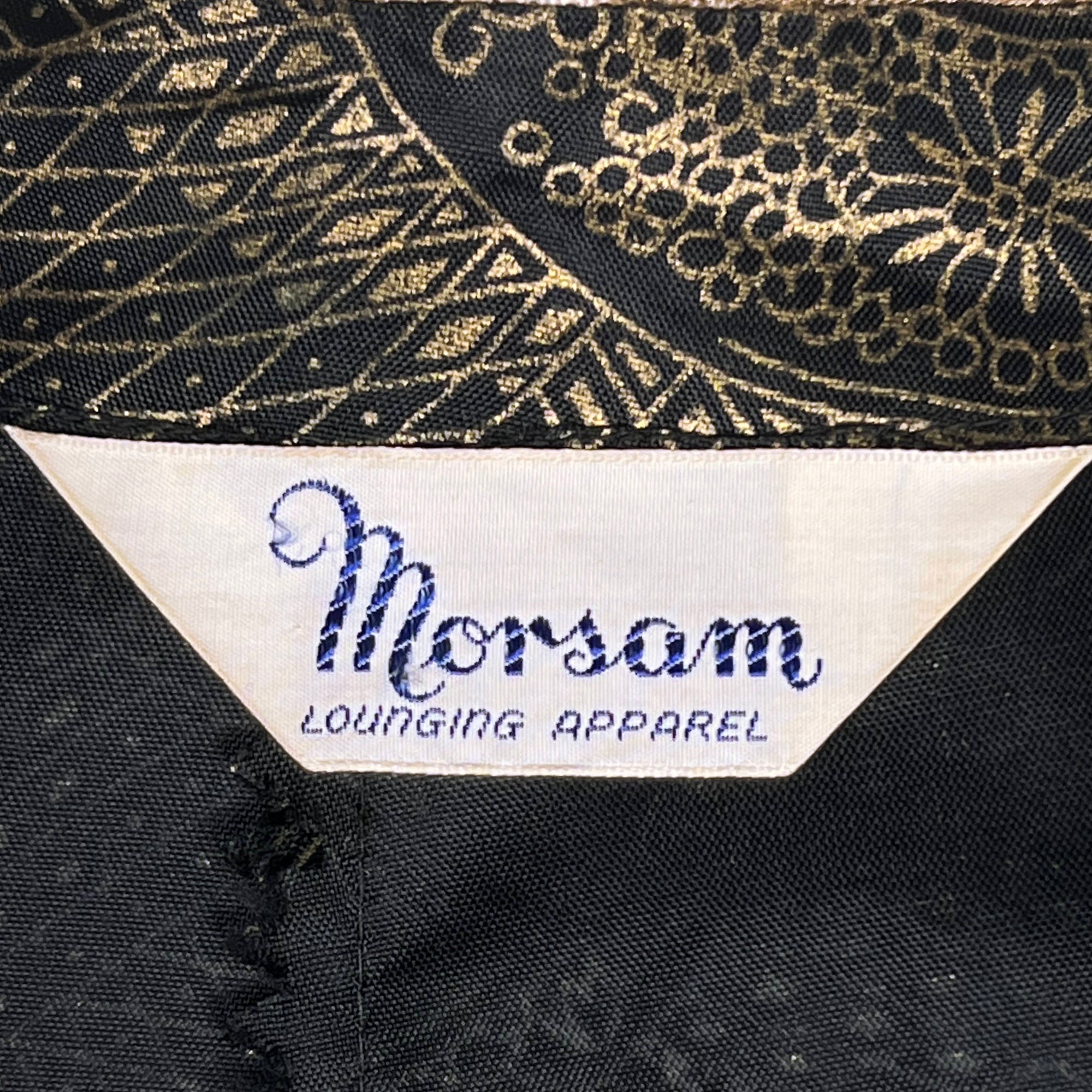 Vintage 1950s Morsam House Dress Gold Asian Print Ladies Size M L Vintage 1950s Morsam House Dress Gold Asian Print Ladies Size M L