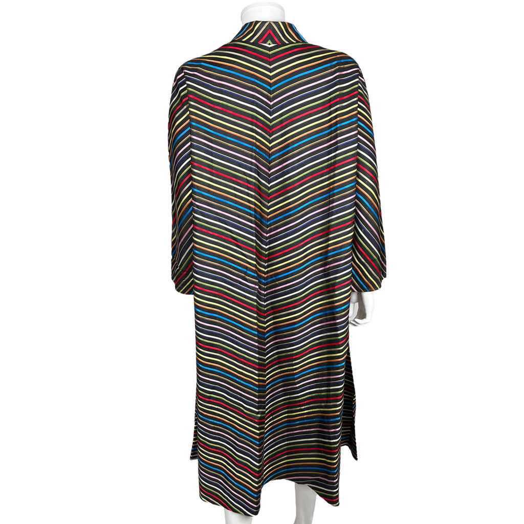Vintage 1950s Dressing Gown Multicolour Striped Robe Sz M L