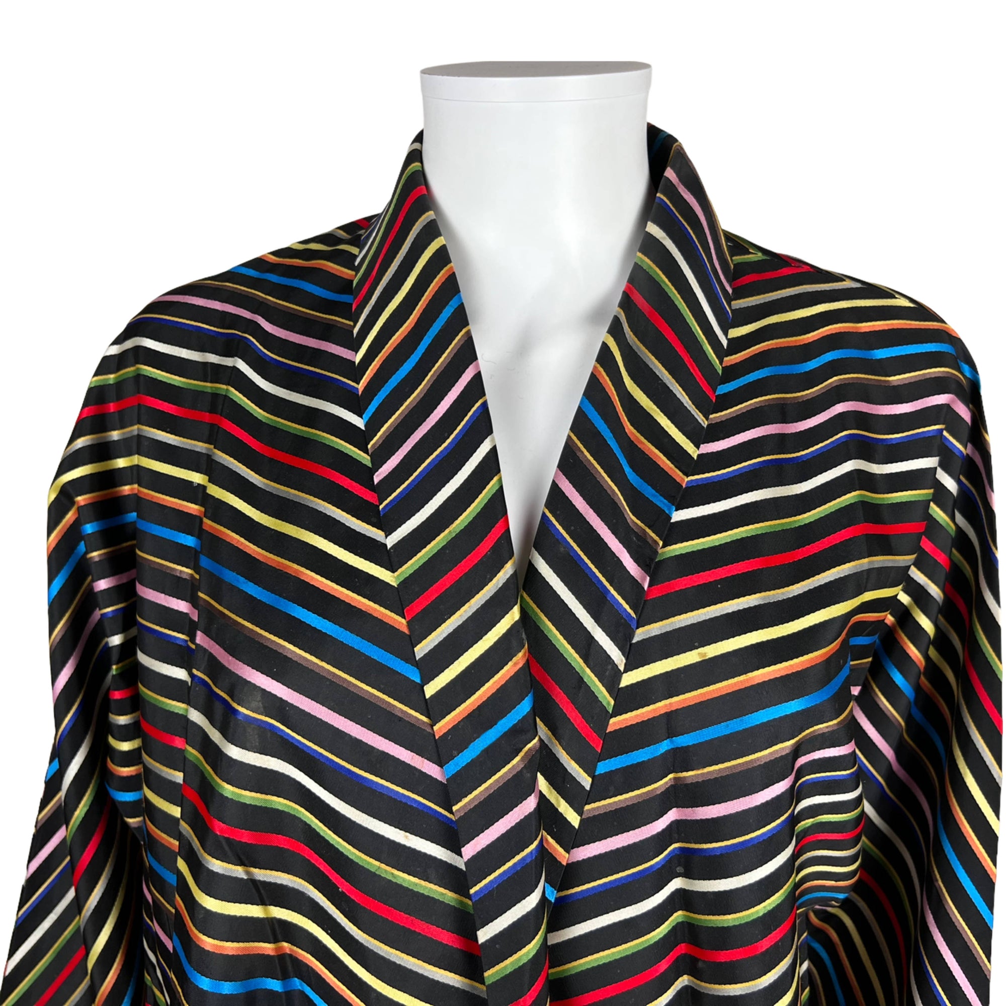 Vintage 1950s Dressing Gown Multicolour Striped Robe Sz M L