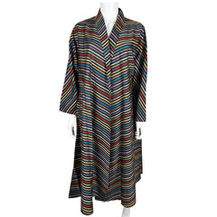 Vintage 1950s Dressing Gown Multicolour Striped Robe Sz M L