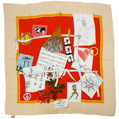 Vintage Moschino Silk Scarf Square Good Old Times Collage - Poppy's Vintage Clothing