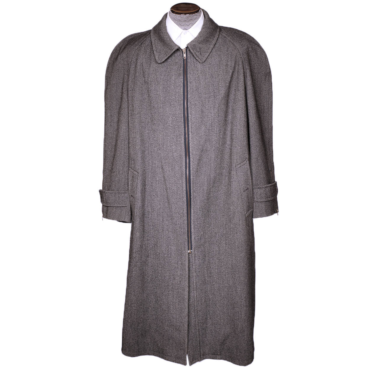 Vintage 1980s Moschino Mens Coat Wool Italian Trench Style Overcoat Size XL Long - Poppy's Vintage Clothing