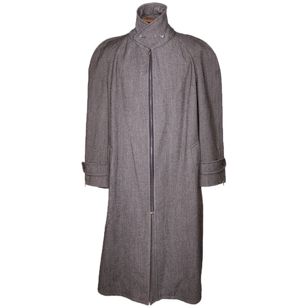 Vintage 1980s Moschino Mens Coat Wool Italian Trench Style Overcoat Size XL Long - Poppy's Vintage Clothing