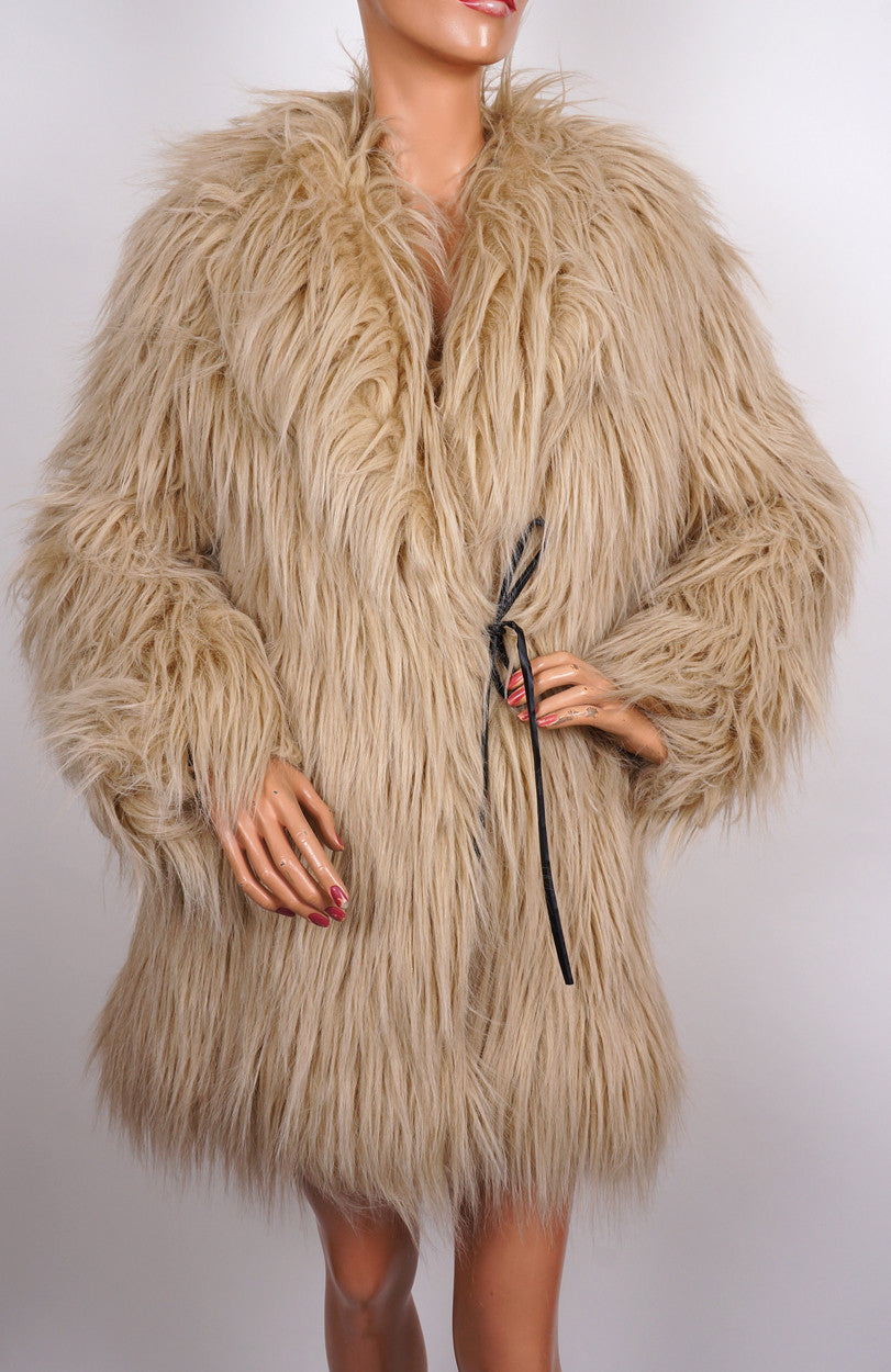 Moschino Mongolian Lamb Faux Fur Coat Ladies Size 8 – Poppy's